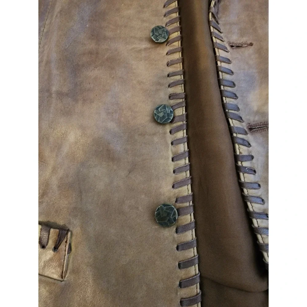 Scully Brown Lambskin Whip Stitch Leather Western Vest. Cowboy Y2K indiesleaze